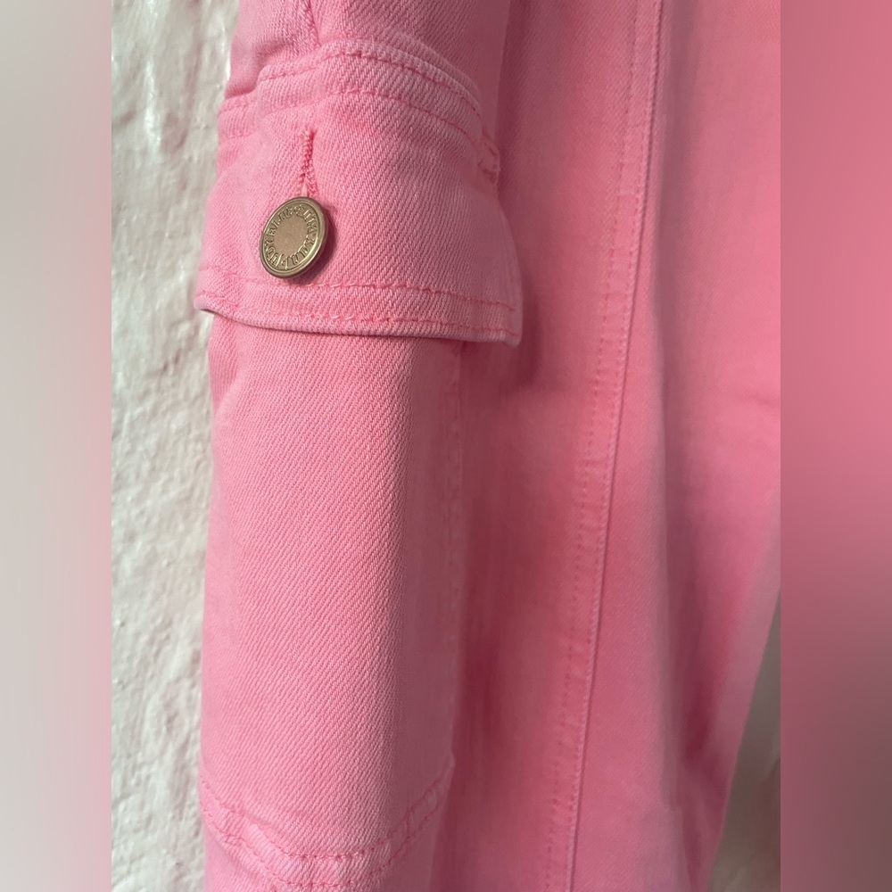 Judy Blue Garment Dyed High Waist Straight Leg Cargo Jeans Pink Pockets; 11/30 - Picture 2 of 8